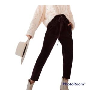 Free People Margate corduroy panther rose high waisted trousers size XS NWT